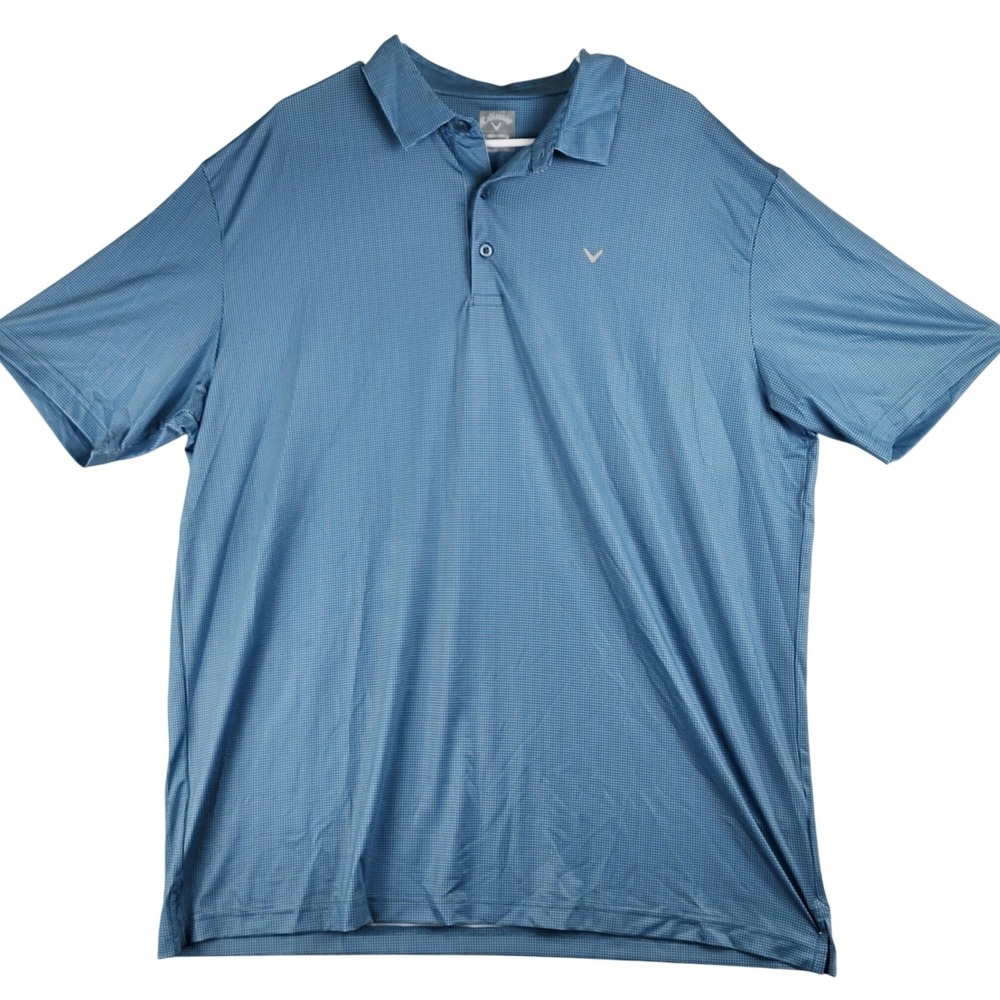 Callaway Opti-Dri Polo Shirt Mens‎ XL Blue Micro Check Golf Performance